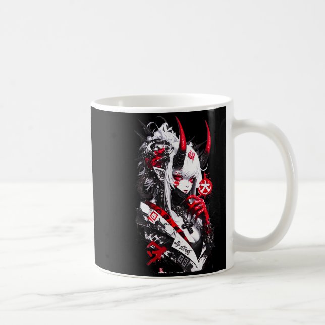 Retro Okami Girl Basic Japan Style Fox Cute Cool M Kaffemugg (Höger)