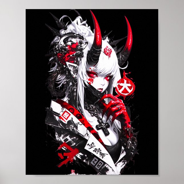 Retro Okami Girl Basic Japan Style Fox Cute Cool M Poster (Framsidan)