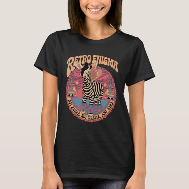 Retro Okapi Enigma Psykedelisk Djurkonst T Shirt (Framsida)