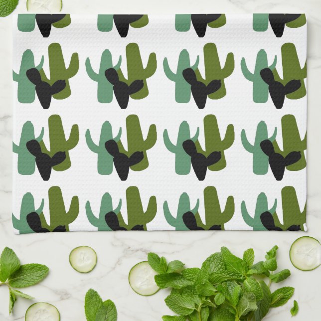 Retro öken Saguaro kaktus köks handduk Kökshandduk (Vikta)