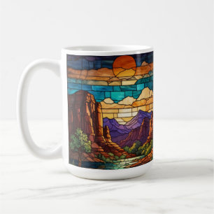 Retro öken scen Sedona bergen glasmålning konst Kaffemugg