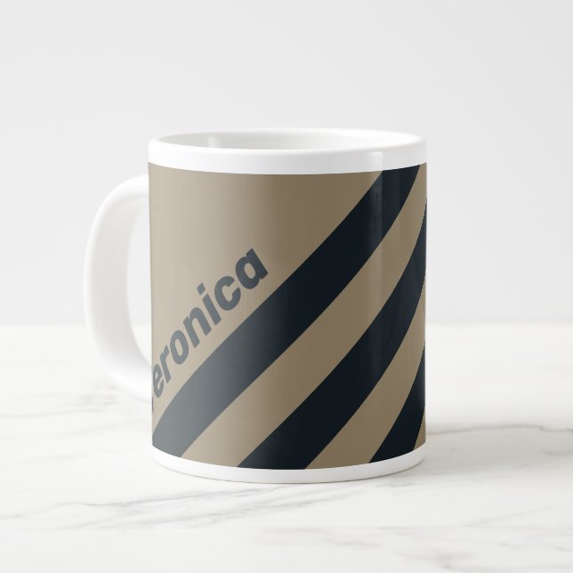 Retro Öken Tre Ränder med Namn Jumbo Mugg (Framsida vänster)
