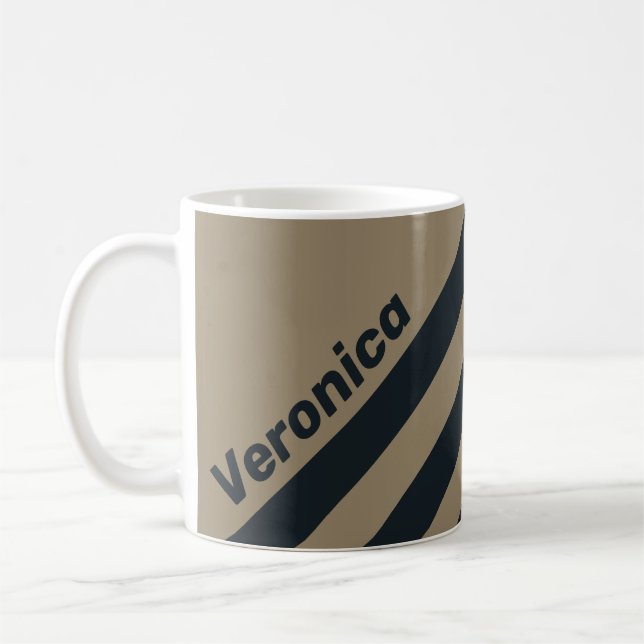 Retro Öken Tre Ränder med Namn Kaffemugg (Vänster)