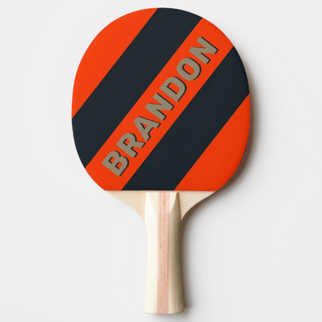 Retro Ökenäng Djärva Ränder med Namn Pingisracket (Framsidan)