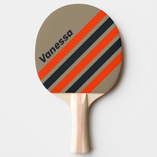 Retro Ökenäng Vinklad Randig med Namn Pingisracket (Framsidan)