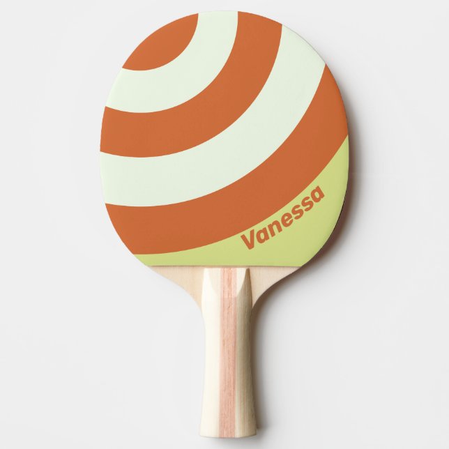 Retro Ökenkaktus Cirkel Rand med Namn Pingisracket (Framsidan)