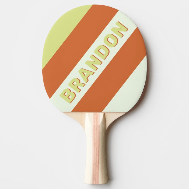 Retro Ökenkaktus Djärva Ränder med Namn Pingisracket (Framsidan)