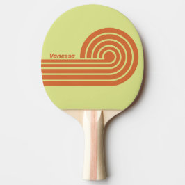 Retro ökenkaktus dubbla lockiga ränder med namn pingisracket