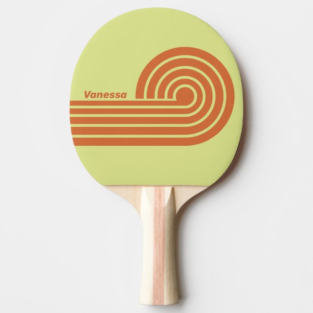 Retro ökenkaktus dubbla lockiga ränder med namn pingisracket (Framsidan)