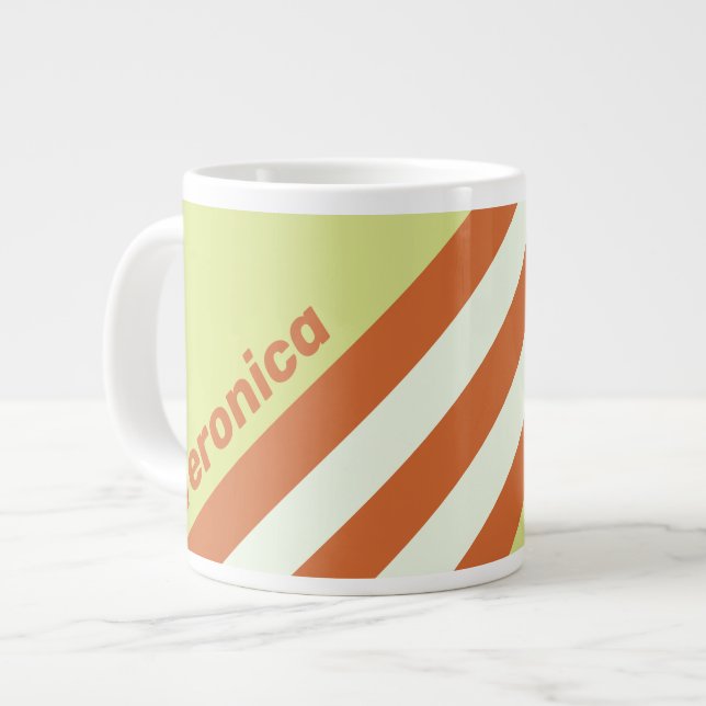 Retro Ökenkaktus Ränder med Namn Jumbo Mugg (Framsida vänster)