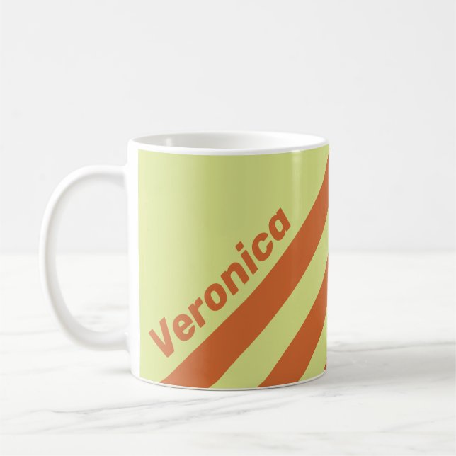 Retro Ökenkaktus Tre Ränder med Namn Kaffemugg (Vänster)
