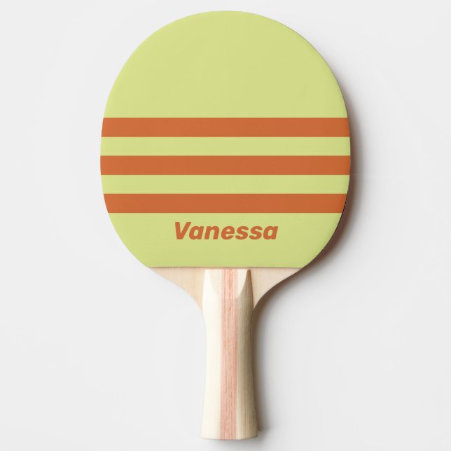 Retro Ökenkaktus Tre Tvärgående Ränder med Namn Pingisracket (Framsidan)