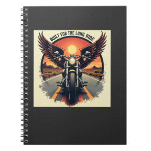Retro ökenmotorvägs motorcykelbrödraskap biker anteckningsbok