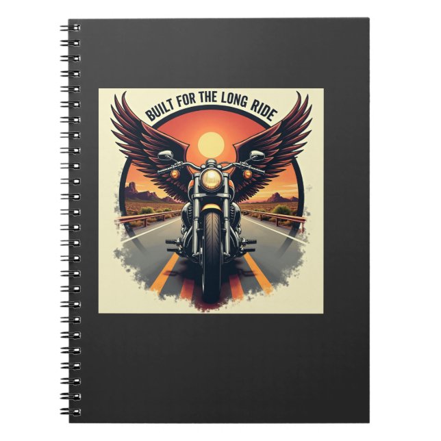 Retro ökenmotorvägs motorcykelbrödraskap biker  anteckningsbok (Framsidan)