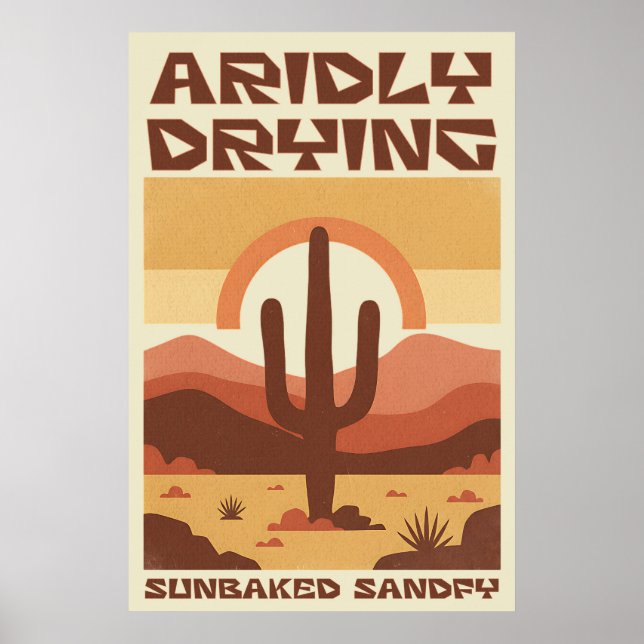 Retro ökenvy med kaktus poster (Framsidan)