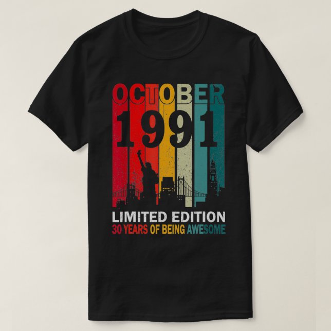 Retro oktober 1991 Begränsad utgåva 30 år av Bei T Shirt (Design framsida)