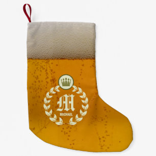 Retro öl- och personligMonogram Liten Julstrumpa