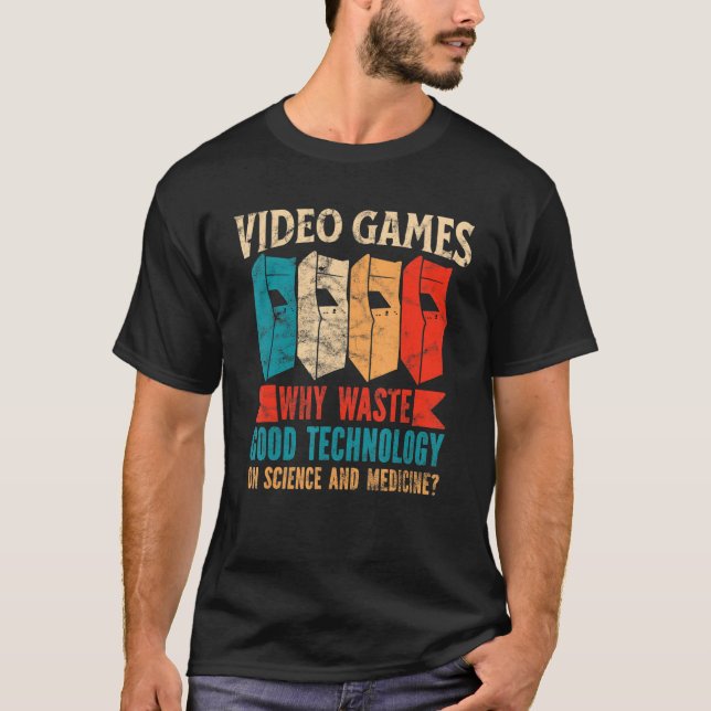 Retro Old Arcade Maskin Games Quote Classic Vide T Shirt (Framsida)