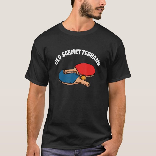 Retro Old Butterhand Funny Table Tennis Saying T Shirt (Framsida)