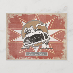 Retro Old Car Spara datum meddelande Inbjudningar