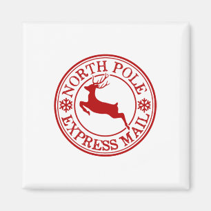 Retro Old Fashired North Pole Express Mail Reinde Magnet