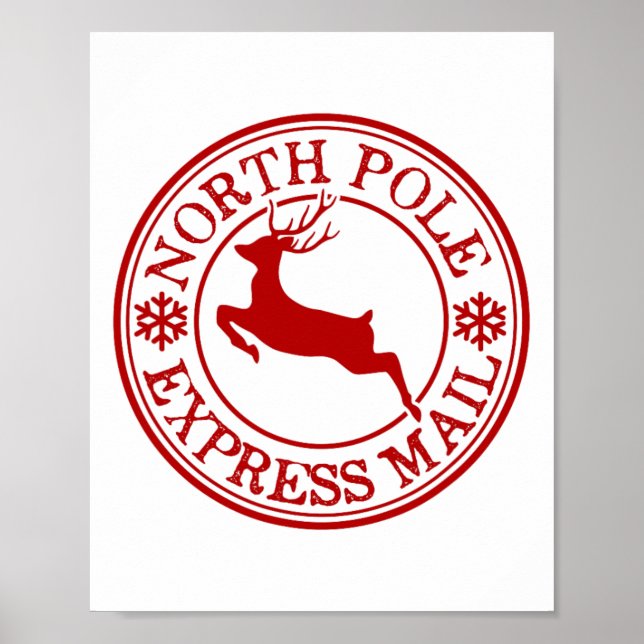 Retro Old Fashired North Pole Express Mail Reinde Poster (Framsidan)
