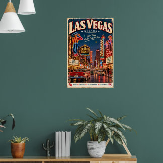 Retro Old Las Vegas Nevada Fremont Street Resa Poster