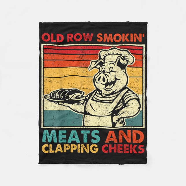 Retro Old Row Smoking Meats And Clapping Cheeks Fu Fleecefilt (Framsidan)