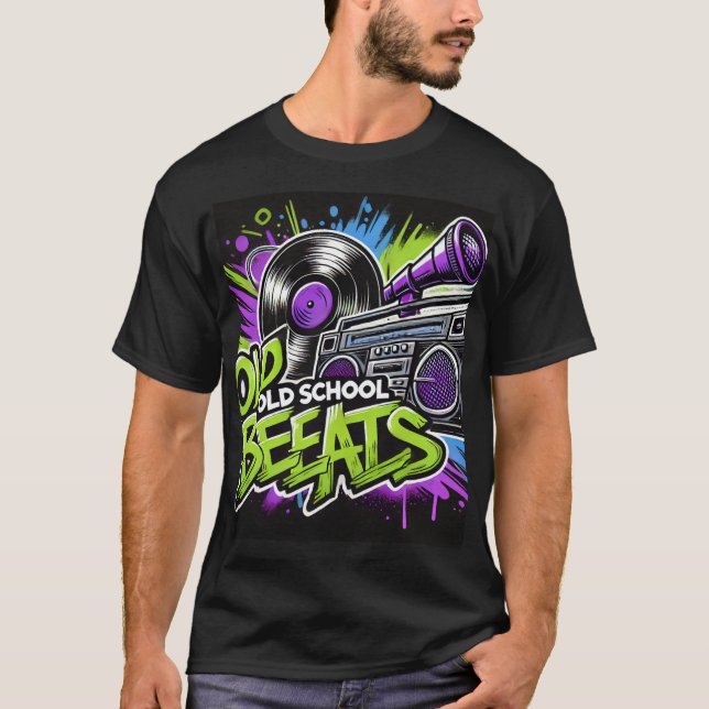 Retro Old school Beats Graphic T-Shirt - Vinyl (Framsida)