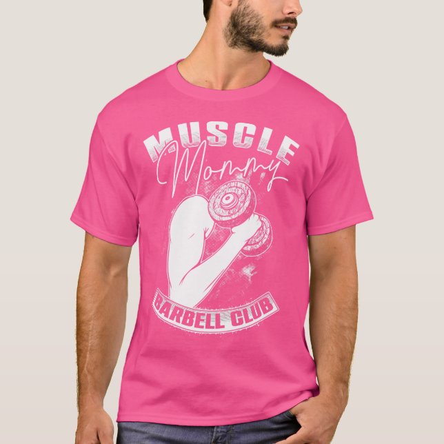 Retro Old school Gym Muscle Mamma Barbell Liiting T Shirt (Framsida)