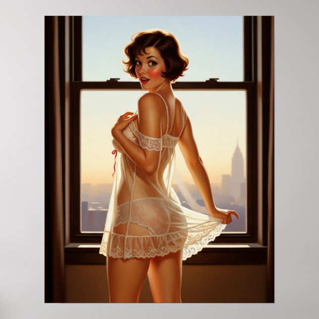 Retro Old school Pin-up Girl Poster (Framsidan)