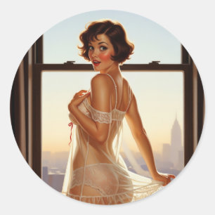 Retro Old school Pin-up Girl Runt Klistermärke