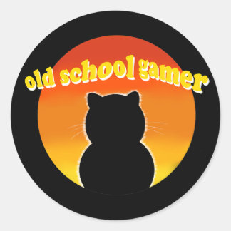 Retro Old School Spelare Katt - Vintage 80-tals st Runt Klistermärke