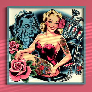 Retro Old school Tattoplin Poster