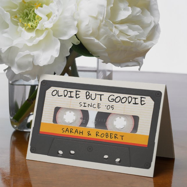 Retro Oldie men Goodie Cassette Tape Bröllop Tack Kort (Skapare uppladdad)