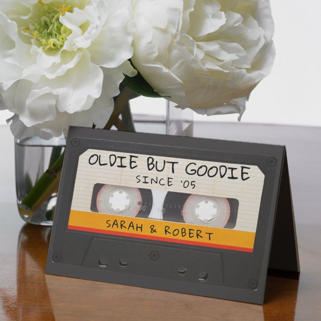 Retro Oldie men Goodie Cassette Tape Bröllop Tack Kort (Skapare uppladdad)