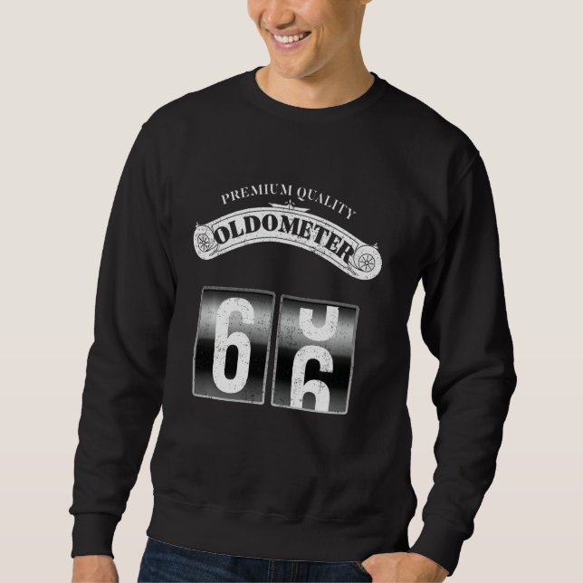 Retro Oldometer 65-66 Funny 66:e födelsedagen Lång Ärmad Tröja (Framsida)