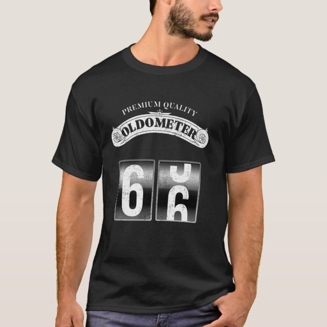 Retro Oldometer 65-66 Funny 66:e födelsedagen T Shirt (Framsida)
