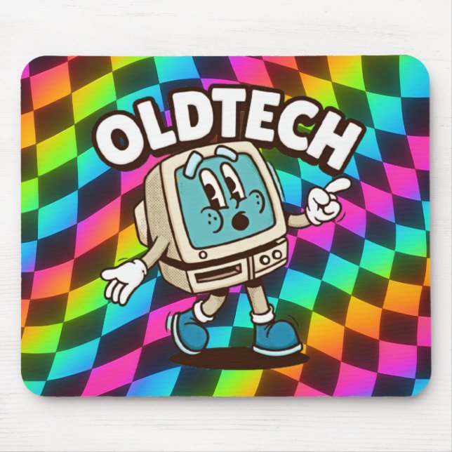 Retro OldTech Psykedelisk Musmattor (Framsidan)