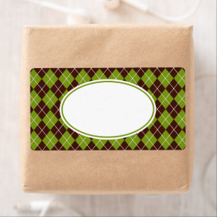 Retro Oliv grönt Argyle Kitchen-affärsetiketter Fraktsedel