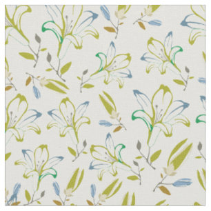 Retro Oliv grönt Lily Flower Mönster för DIY Ma Tyg