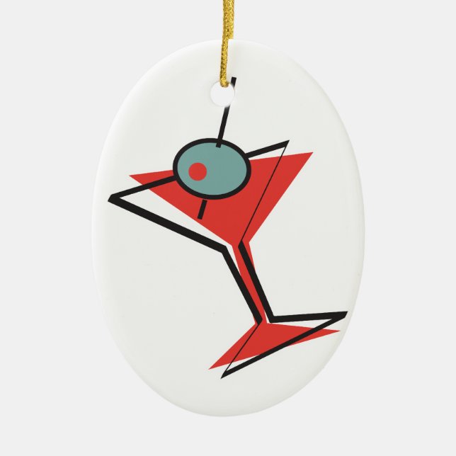 retro oliv martini julgransprydnad keramik (Framsidan)