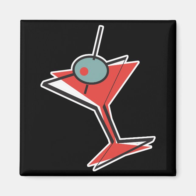 retro oliv martini magnet (Framsidan)