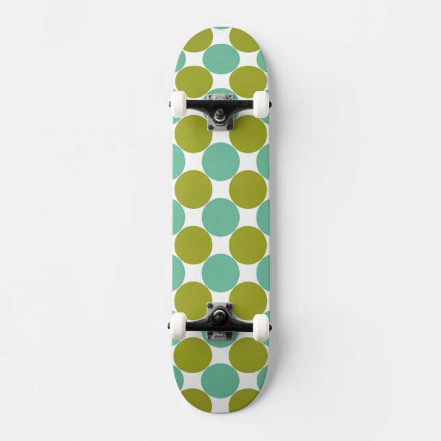 Retro oliv och grönt pricker old school skateboard bräda 21,6 cm (Framsida)