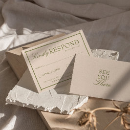 Retro Olivgrön Beige Boho Gammaldags Bröllop OSA Kort