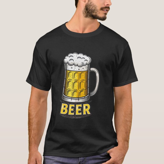 Retro ölmugg med skumtryck t shirt (Framsida)