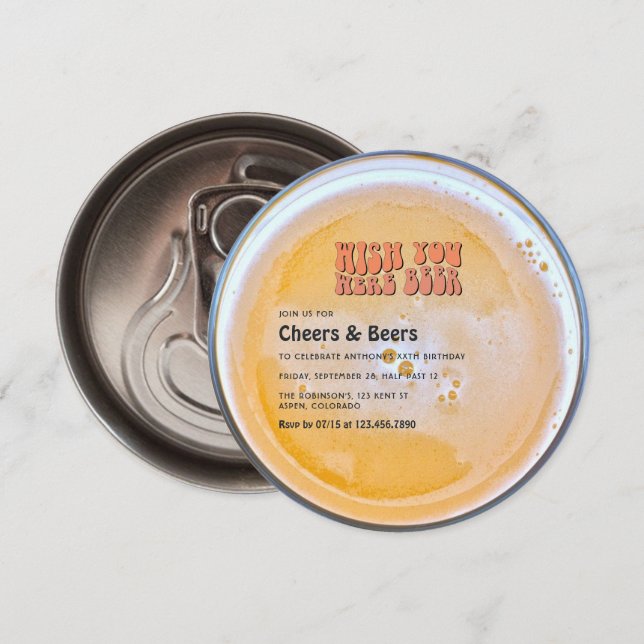 Retro öltema födelsedagsfest inbjudningar (Fram/baksida)