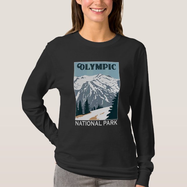 Retro Olympic National Park Mountain Camping Souve T Shirt (Framsida)