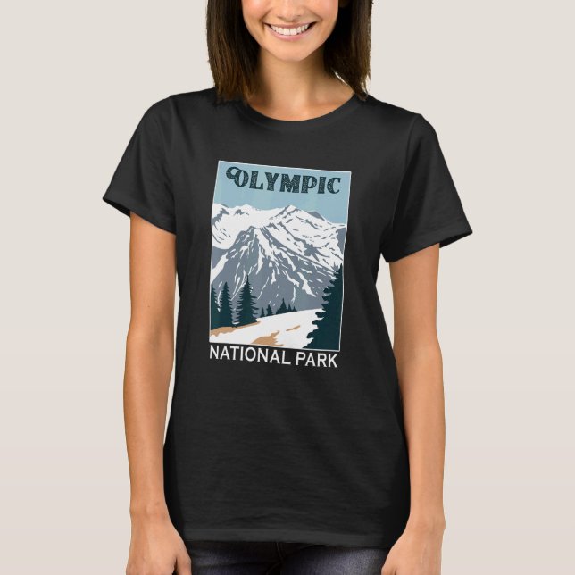 Retro Olympic National Park Mountain Camping Souve T Shirt (Framsida)