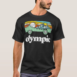 Retro Olympic nationalpark Hippie Van Nature Illu T Shirt
